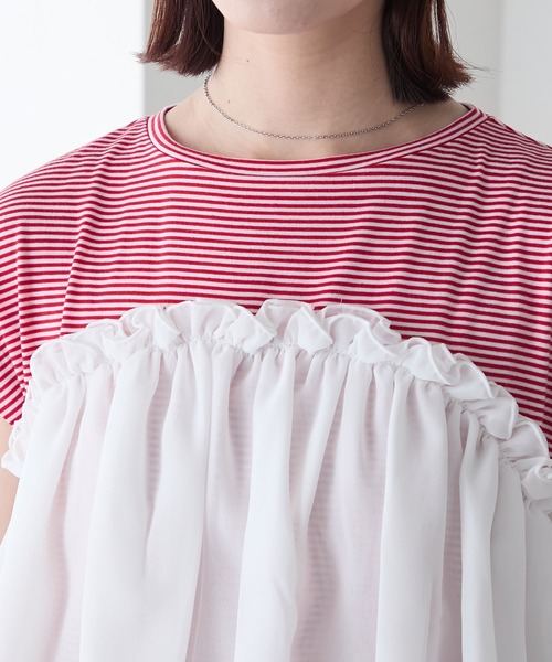 BONLECILL(ボンルシール)の「ミニボーダーシフォンティアードT(Tシャツ/カットソー・レディース・ブラック/ネイビー/レッド・FREE)」の10枚目の写真