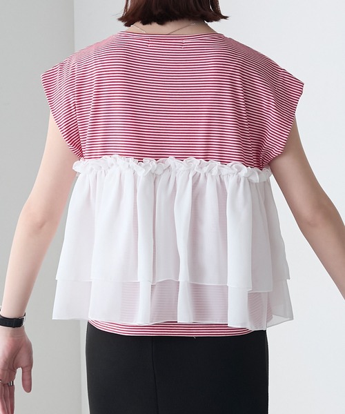 BONLECILL(ボンルシール)の「ミニボーダーシフォンティアードT(Tシャツ/カットソー・レディース・ブラック/ネイビー/レッド・FREE)」の18枚目の写真