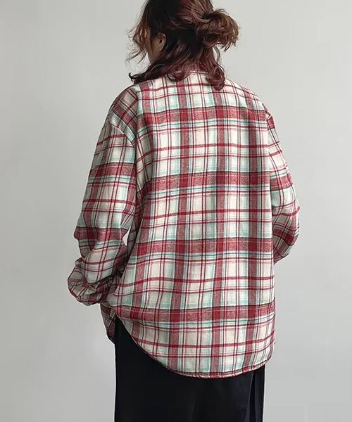 almo(アルモ)の「ルーズシルエットネルチェック長袖シャツ/ネルシャツ004(NEZ)(シャツ/ブラウス・レディース・イエロー/レッド/ブルー・FREE)」の10枚目の写真