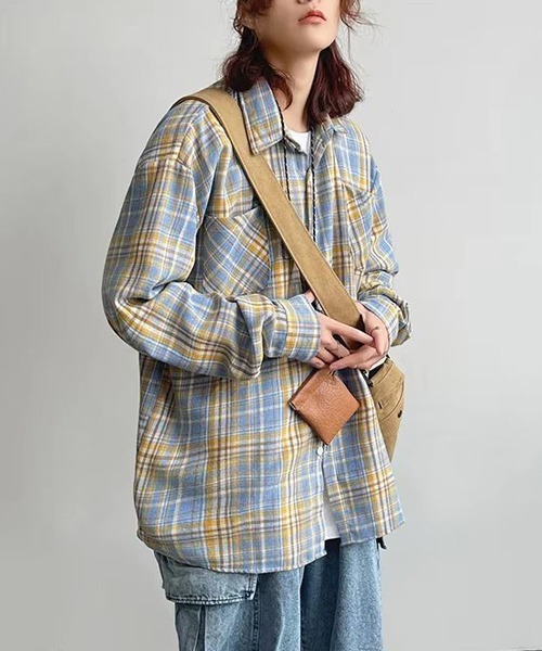 almo(アルモ)の「ルーズシルエットネルチェック長袖シャツ/ネルシャツ004(NEZ)(シャツ/ブラウス・レディース・イエロー/レッド/ブルー・FREE)」の17枚目の写真