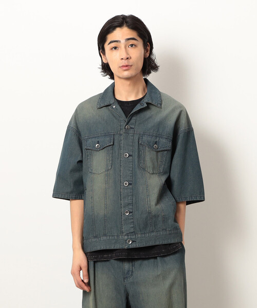 Purple&Yellow（パープルアンドイエロー）の「ライトオンスデニム半袖Ｇジャン（デニムジャケット・メンズ・インディゴブルー/ワンウォッシュ・LARGE/MEDIUM/SMALL）」の7枚目の写真