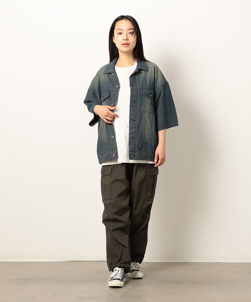 Purple&Yellow（パープルアンドイエロー）の「ライトオンスデニム半袖Ｇジャン（デニムジャケット・メンズ・インディゴブルー/ワンウォッシュ・LARGE/MEDIUM/SMALL）」の8枚目の写真