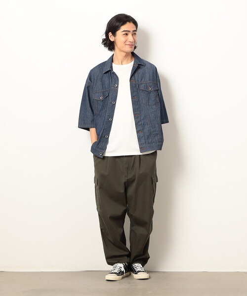 Purple&Yellow（パープルアンドイエロー）の「ライトオンスデニム半袖Ｇジャン（デニムジャケット・メンズ・インディゴブルー/ワンウォッシュ・LARGE/MEDIUM/SMALL）」の12枚目の写真