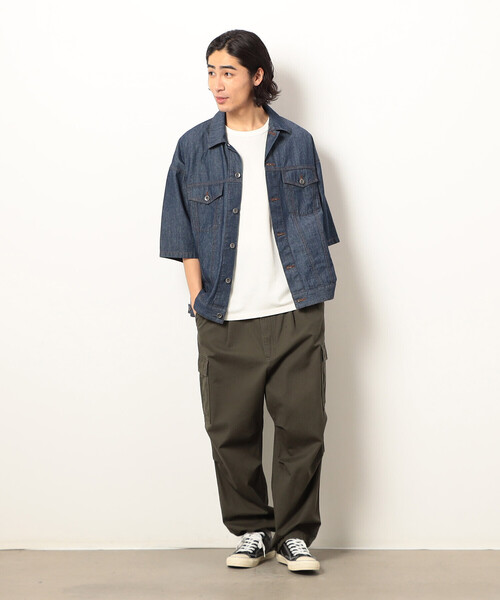 Purple&Yellow（パープルアンドイエロー）の「ライトオンスデニム半袖Ｇジャン（デニムジャケット・メンズ・インディゴブルー/ワンウォッシュ・LARGE/MEDIUM/SMALL）」の13枚目の写真