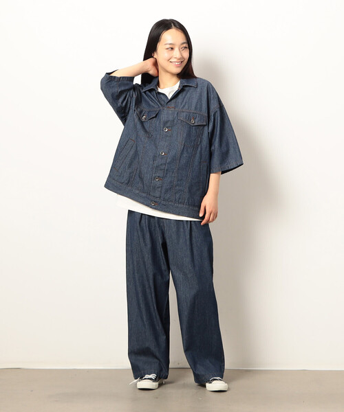 Purple&Yellow（パープルアンドイエロー）の「ライトオンスデニム半袖Ｇジャン（デニムジャケット・メンズ・インディゴブルー/ワンウォッシュ・LARGE/MEDIUM/SMALL）」の15枚目の写真