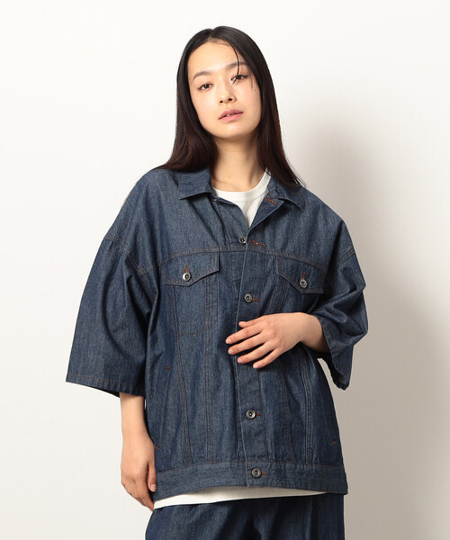 Purple&Yellow（パープルアンドイエロー）の「ライトオンスデニム半袖Ｇジャン（デニムジャケット・メンズ・インディゴブルー/ワンウォッシュ・LARGE/MEDIUM/SMALL）」の18枚目の写真