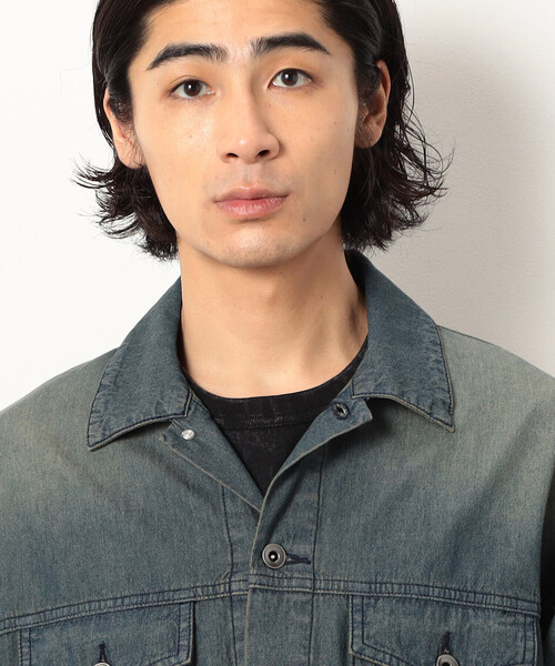 Purple&Yellow（パープルアンドイエロー）の「ライトオンスデニム半袖Ｇジャン（デニムジャケット・メンズ・インディゴブルー/ワンウォッシュ・LARGE/MEDIUM/SMALL）」の22枚目の写真