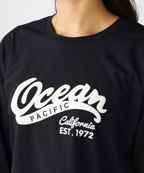 Ocean Pacific（オーシャンパシフィック）の「【OP:オーピー】　レディース水陸両用プリントロングTシャツ　PEARTEX（Tシャツ/カットソー・レディース・ホワイト/ブラック/サックスブルー・LARGE/MEDIUM/X-LARGE）」の5枚目の写真