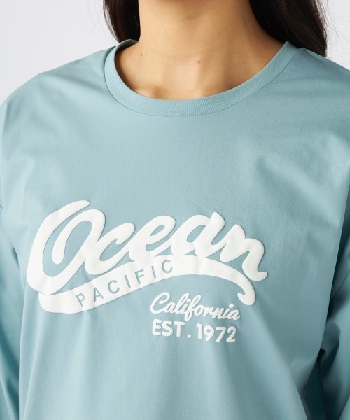 Ocean Pacific（オーシャンパシフィック）の「【OP:オーピー】　レディース水陸両用プリントロングTシャツ　PEARTEX（Tシャツ/カットソー・レディース・ホワイト/ブラック/サックスブルー・LARGE/MEDIUM/X-LARGE）」の13枚目の写真