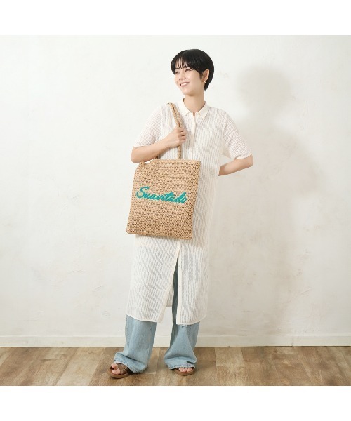 salle de bal(サルデバル)の「polka polka 雑材サガラ刺繍フラットトート SDI(トートバッグ・レディース・ベージュ/ライトベージュ・FREE)」の11枚目の写真