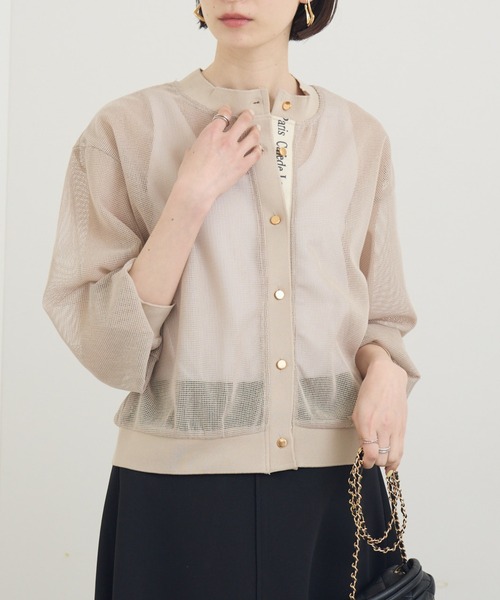 Paradise Picnic(パラダイスピクニック)の「メッシュロゴテープカーディガン(カーディガン/ボレロ・レディース・ブラック/アイボリー/ベージュ・FREE)」の3枚目の写真