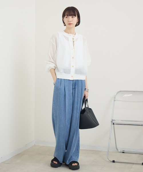 Paradise Picnic(パラダイスピクニック)の「メッシュロゴテープカーディガン(カーディガン/ボレロ・レディース・ブラック/アイボリー/ベージュ・FREE)」の5枚目の写真