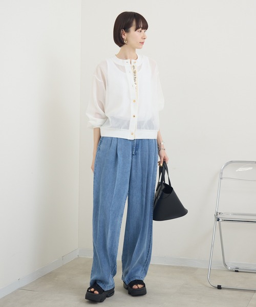 Paradise Picnic(パラダイスピクニック)の「メッシュロゴテープカーディガン(カーディガン/ボレロ・レディース・ブラック/アイボリー/ベージュ・FREE)」の6枚目の写真