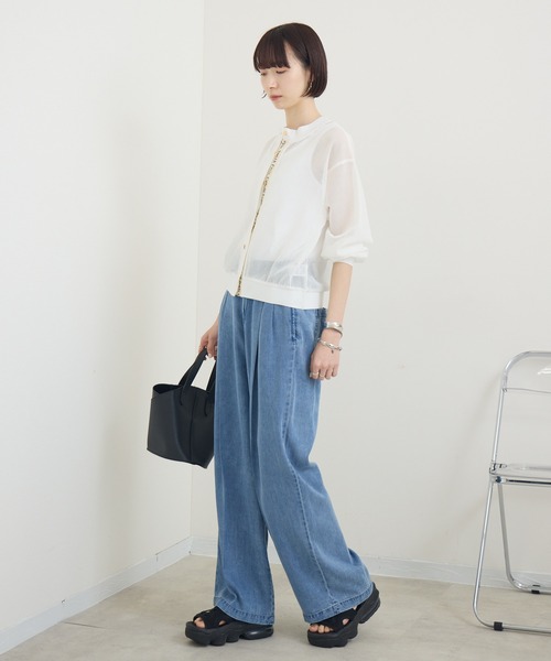 Paradise Picnic(パラダイスピクニック)の「メッシュロゴテープカーディガン(カーディガン/ボレロ・レディース・ブラック/アイボリー/ベージュ・FREE)」の7枚目の写真