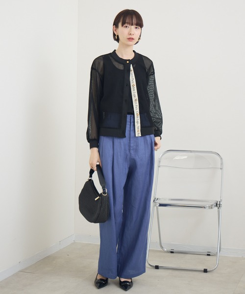 Paradise Picnic(パラダイスピクニック)の「メッシュロゴテープカーディガン(カーディガン/ボレロ・レディース・ブラック/アイボリー/ベージュ・FREE)」の12枚目の写真