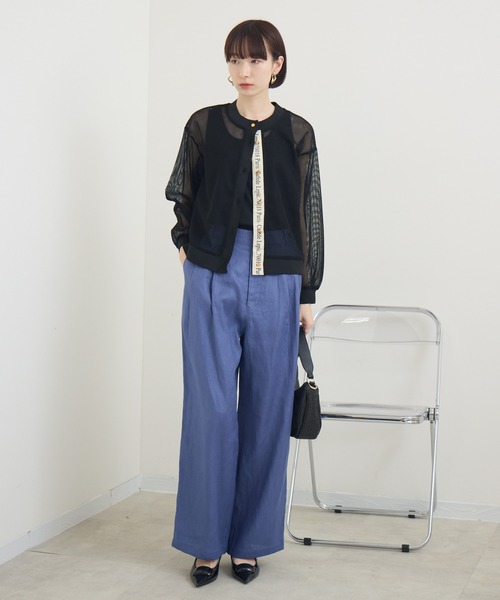 Paradise Picnic(パラダイスピクニック)の「メッシュロゴテープカーディガン(カーディガン/ボレロ・レディース・ブラック/アイボリー/ベージュ・FREE)」の13枚目の写真