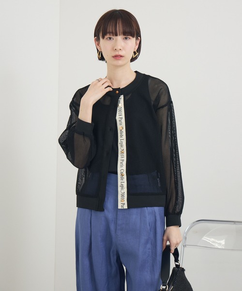 Paradise Picnic(パラダイスピクニック)の「メッシュロゴテープカーディガン(カーディガン/ボレロ・レディース・ブラック/アイボリー/ベージュ・FREE)」の15枚目の写真