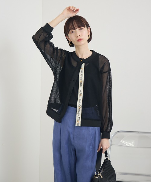 Paradise Picnic(パラダイスピクニック)の「メッシュロゴテープカーディガン(カーディガン/ボレロ・レディース・ブラック/アイボリー/ベージュ・FREE)」の18枚目の写真