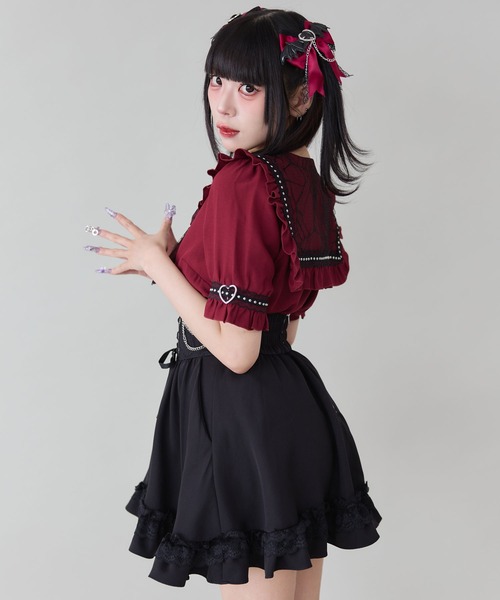 DearMyLove(ディアマイラブ)の「十字架クモレースセーラーフリルブラウス(シャツ/ブラウス・レディース・ブラック×ホワイト/ブラック/ホワイト/ボルドー/パープル・MEDIUM/LARGE/LL/3L)」の16枚目の写真