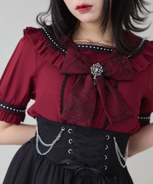 DearMyLove(ディアマイラブ)の「十字架クモレースセーラーフリルブラウス(シャツ/ブラウス・レディース・ブラック×ホワイト/ブラック/ホワイト/ボルドー/パープル・MEDIUM/LARGE/LL/3L)」の17枚目の写真
