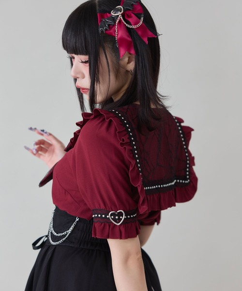 DearMyLove(ディアマイラブ)の「十字架クモレースセーラーフリルブラウス(シャツ/ブラウス・レディース・ブラック×ホワイト/ブラック/ホワイト/ボルドー/パープル・MEDIUM/LARGE/LL/3L)」の19枚目の写真