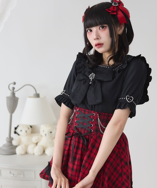 DearMyLove(ディアマイラブ)の「十字架クモレースセーラーフリルブラウス(シャツ/ブラウス・レディース・ブラック×ホワイト/ブラック/ホワイト/ボルドー/パープル・MEDIUM/LARGE/LL/3L)」の13枚目の写真