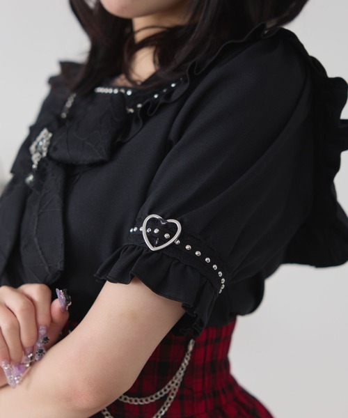 DearMyLove(ディアマイラブ)の「十字架クモレースセーラーフリルブラウス(シャツ/ブラウス・レディース・ブラック×ホワイト/ブラック/ホワイト/ボルドー/パープル・MEDIUM/LARGE/LL/3L)」の21枚目の写真