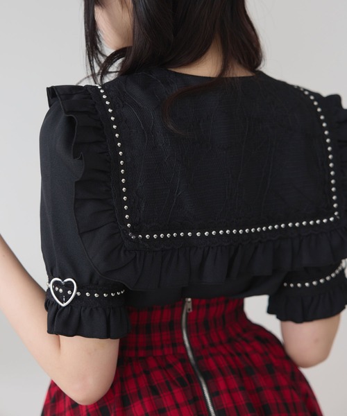 DearMyLove(ディアマイラブ)の「十字架クモレースセーラーフリルブラウス(シャツ/ブラウス・レディース・ブラック×ホワイト/ブラック/ホワイト/ボルドー/パープル・MEDIUM/LARGE/LL/3L)」の22枚目の写真
