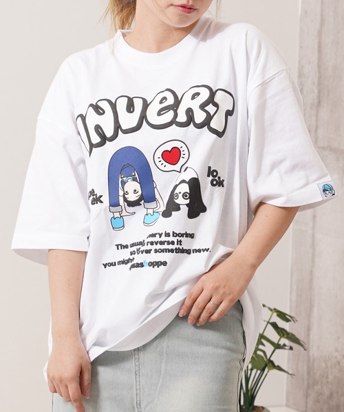 1111clothing(ワンフォークロージング)の「『いろは』アソートデザイン Tシャツ / Iroha” assorted design T-shirt(Tシャツ/カットソー・レディース・ホワイト系1/ホワイト系2/ホワイト系3/ホワイト系4/チャコール/ダークブルー/オレンジ/サックスブルー・M/L)」の3枚目の写真