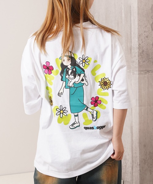 1111clothing(ワンフォークロージング)の「『いろは』アソートデザイン Tシャツ / Iroha” assorted design T-shirt(Tシャツ/カットソー・レディース・ホワイト系1/ホワイト系2/ホワイト系3/ホワイト系4/チャコール/ダークブルー/オレンジ/サックスブルー・M/L)」の4枚目の写真