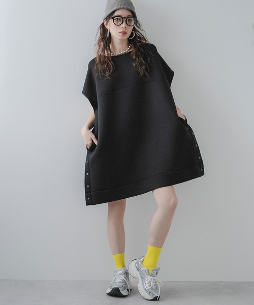 COMME des GARCONS フレンチスリーブ ニットワンピース 黒 半袖 COMME des GARCONS フレンチスリーブ ニットワンピース 黒 半袖 COMME