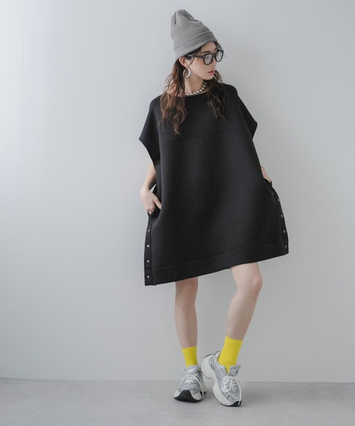 bohmal(ボマール)の「ボンディングミニフレンチスリーブワンピース(ワンピース・レディース・ブラック・FREE)」の4枚目の写真