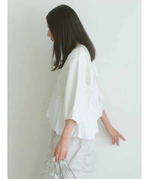 Samansa Mos2 blue（サマンサモスモスブルー）の「7分袖ドッキングフリルプルオーバー（Tシャツ/カットソー・レディース・ブラック/オフホワイト/ブルー・F）」の5枚目の写真