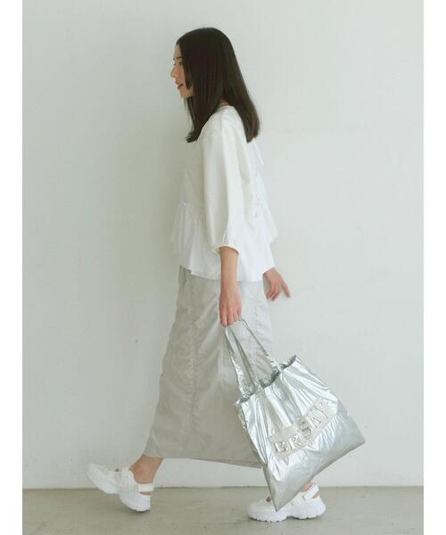 Samansa Mos2 blue（サマンサモスモスブルー）の「7分袖ドッキングフリルプルオーバー（Tシャツ/カットソー・レディース・ブラック/オフホワイト/ブルー・F）」の7枚目の写真