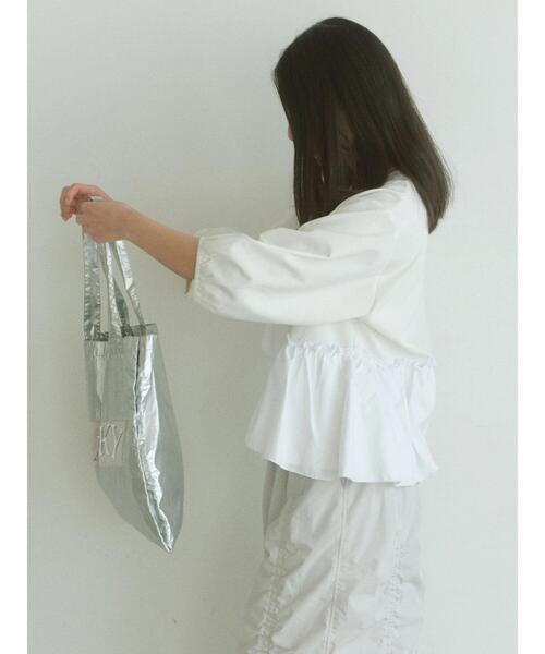 Samansa Mos2 blue（サマンサモスモスブルー）の「7分袖ドッキングフリルプルオーバー（Tシャツ/カットソー・レディース・ブラック/オフホワイト/ブルー・F）」の8枚目の写真