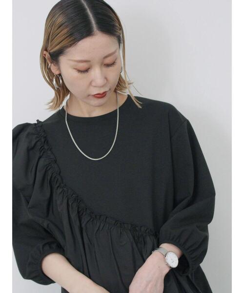 Samansa Mos2 blue（サマンサモスモスブルー）の「7分袖ドッキングフリルプルオーバー（Tシャツ/カットソー・レディース・ブラック/オフホワイト/ブルー・F）」の10枚目の写真