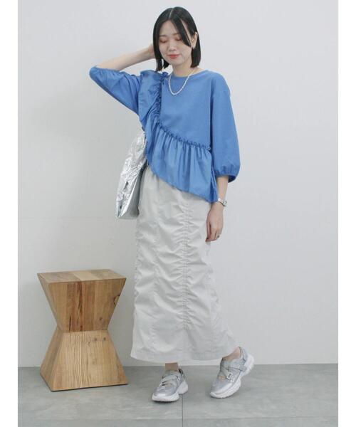 Samansa Mos2 blue（サマンサモスモスブルー）の「7分袖ドッキングフリルプルオーバー（Tシャツ/カットソー・レディース・ブラック/オフホワイト/ブルー・F）」の19枚目の写真