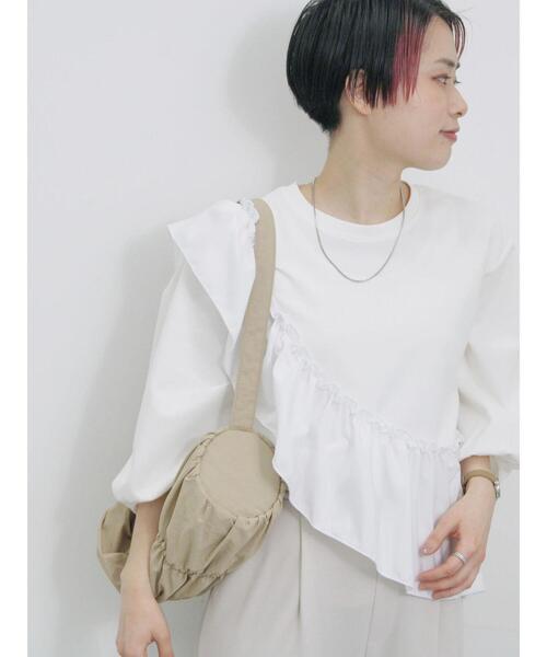 Samansa Mos2 blue（サマンサモスモスブルー）の「7分袖ドッキングフリルプルオーバー（Tシャツ/カットソー・レディース・ブラック/オフホワイト/ブルー・F）」の21枚目の写真