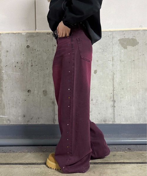 sedacle（セダクル）の「サイドラインストーンデニム（デニムパンツ・レディース・ワインレッド/ライトブルー/ダークインディゴブルー・LARGE/MEDIUM/SMALL）」の22枚目の写真