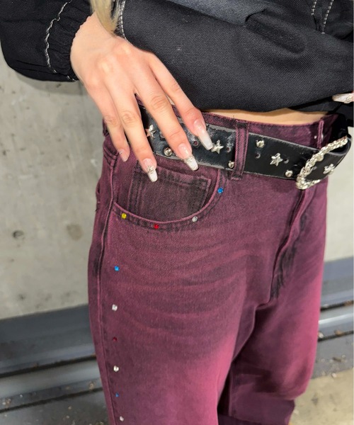 sedacle（セダクル）の「サイドラインストーンデニム（デニムパンツ・レディース・ワインレッド/ライトブルー/ダークインディゴブルー・LARGE/MEDIUM/SMALL）」の20枚目の写真