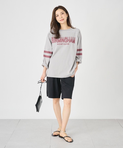 ever closet(エバークローゼット)の「フットボールTシャツ(Tシャツ/カットソー・レディース・オフホワイト/トップグレー/ダークネイビー・FREE)」の7枚目の写真