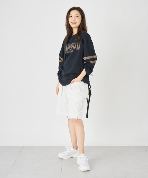 ever closet(エバークローゼット)の「フットボールTシャツ(Tシャツ/カットソー・レディース・オフホワイト/トップグレー/ダークネイビー・FREE)」の10枚目の写真