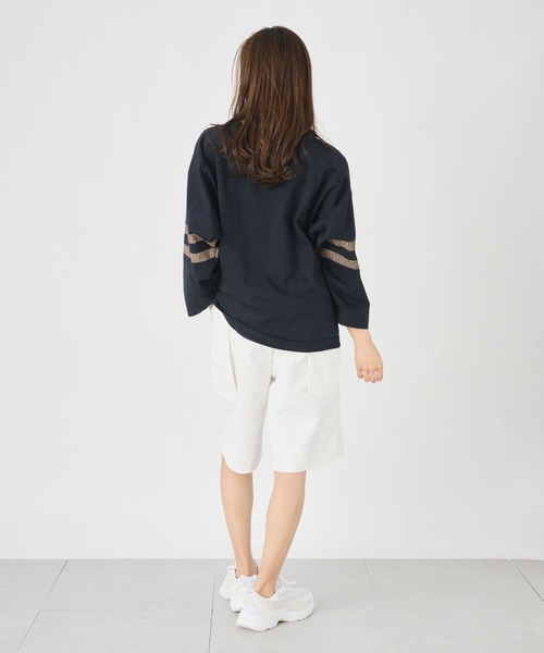 ever closet(エバークローゼット)の「フットボールTシャツ(Tシャツ/カットソー・レディース・オフホワイト/トップグレー/ダークネイビー・FREE)」の11枚目の写真