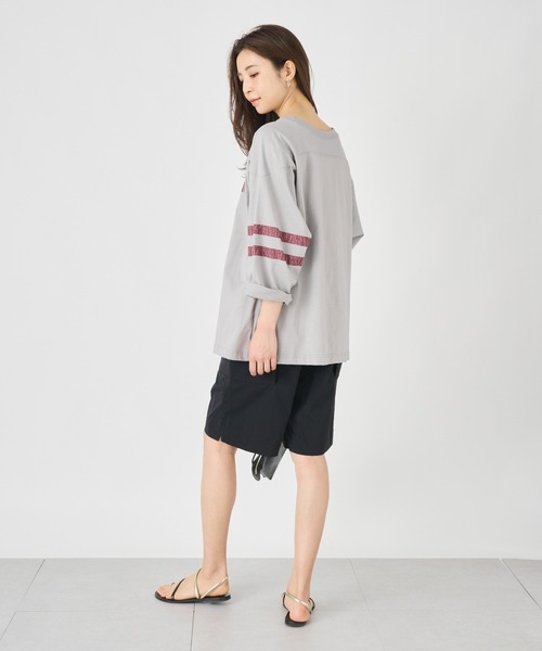 ever closet(エバークローゼット)の「フットボールTシャツ(Tシャツ/カットソー・レディース・オフホワイト/トップグレー/ダークネイビー・FREE)」の9枚目の写真