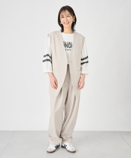 ever closet(エバークローゼット)の「フットボールTシャツ(Tシャツ/カットソー・レディース・オフホワイト/トップグレー/ダークネイビー・FREE)」の6枚目の写真