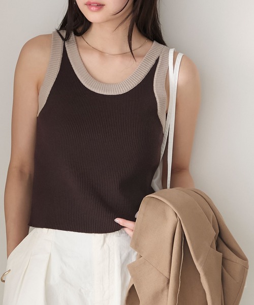 forksy.】リンガーニットタンクトップ forksy.│MONO-MART