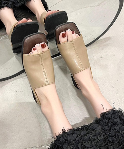 Lace Ladies(レースレディース)の「スクエアトゥ フロントステッチ バックストラップ付き フラット サンダル(サンダル・レディース・ベージュ/ブラック・25cm/22.5cm/23cm/23.5cm/24cm/24.5cm)」の17枚目の写真