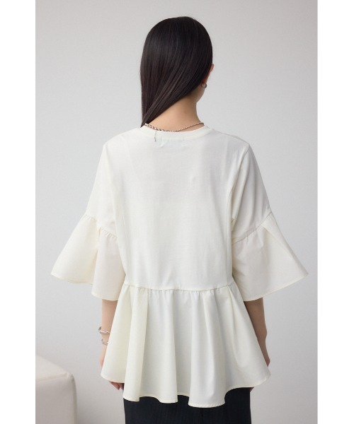 AZUL by moussy(アズールバイマウジー)の「タックスリーブ半袖デザインカットトップス(Tシャツ/カットソー・レディース・アイボリー/ブラック/ライトグリーン・FREE)」の9枚目の写真