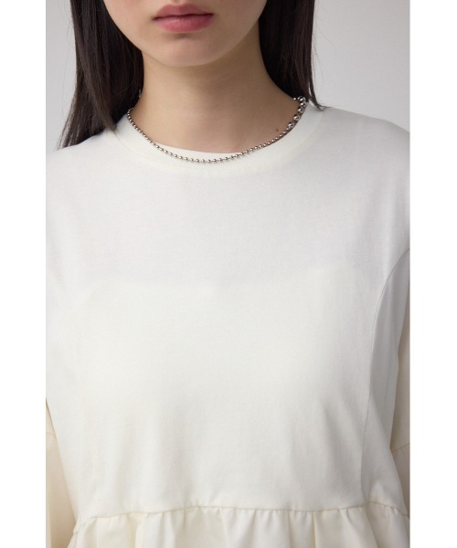 AZUL by moussy(アズールバイマウジー)の「タックスリーブ半袖デザインカットトップス(Tシャツ/カットソー・レディース・アイボリー/ブラック/ライトグリーン・FREE)」の10枚目の写真