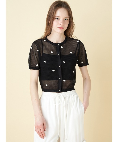 FURFUR(ファーファー)の「プティフラワーカーディガン(カーディガン/ボレロ・レディース・ホワイト/ブラック/ピンク・FREE)」の3枚目の写真